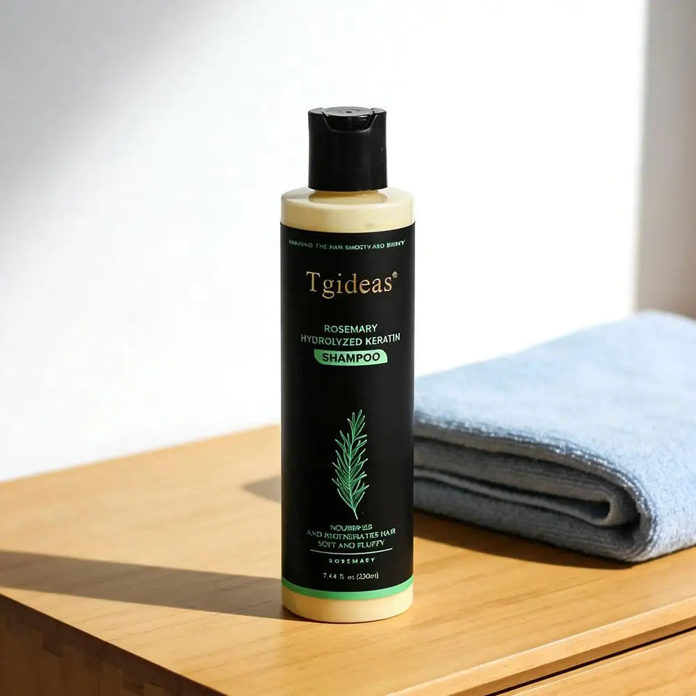 220ml Tgideas Organic Rosemary Hair Growth Shampoo Hydrolyzed Keratin Nourish Scalp Reduce Loss Unisex Shampoo Dry Fragile Hair