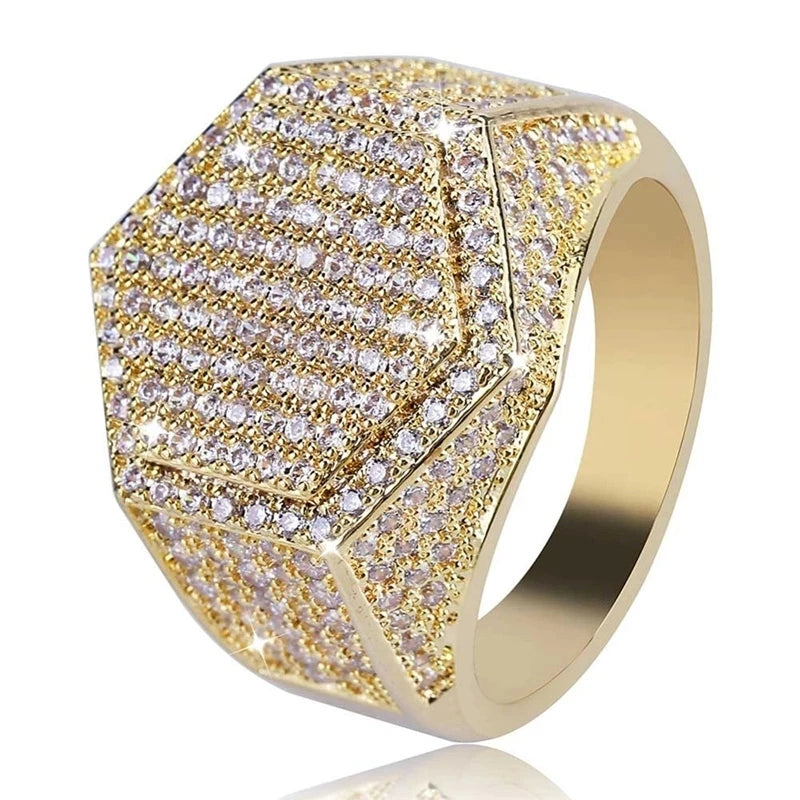 European and American Trendy Inlaid Crystal Women Men's Rings Banquet Fashion Business Ring Jewelry