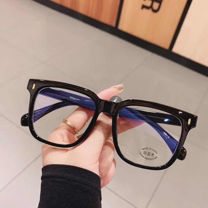 Transparent Computer Glasses Frame Women Men Anti Blue Light Square Eyewear Blackout  Optical Eyeglasses Lenses