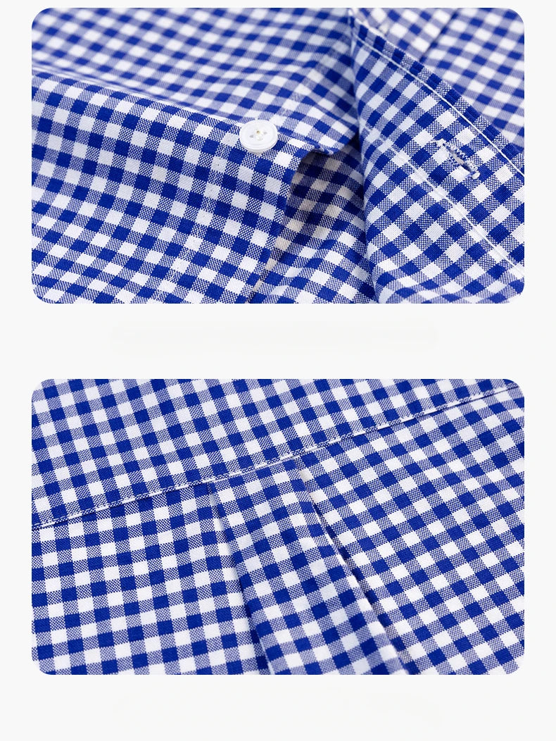 High Quality 100% Cotton Fashion Korena Popular Plaid Shirts for Men Slim Fit Formal Casual Shirt Trends Elegant Office Clothes