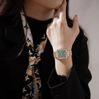 Japan Quartz Movement Green Dial Roman Square Watches Case Stanless Steel Fashion Wristwatch Ladies Rose Gold Watches For Women