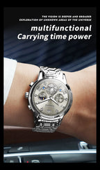 OLEVS Men's Watches Classic Multifunctional Flywheel Design Stainless steel Waterproof Moon Phase Men's Wristwatches 2024 Trend