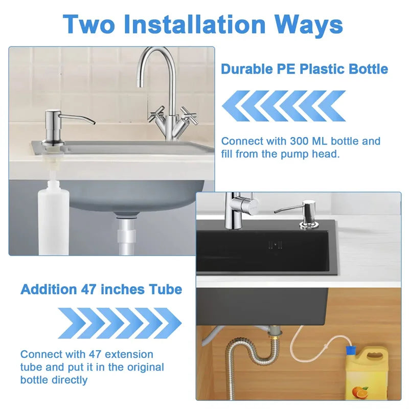 Stainless Steel Liquid Soap Dispenser Pump Kitchen Sink Hand Pressure Liquid Dispenser Kitchen Hardware Accessories