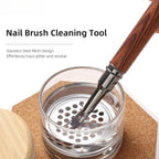 Nail Brush Cleaner Cup Wash Pen Brush Cup with Stainless Steel Mesh Base Nail Drill Bits Cleaning Container Crystal Glass Cup