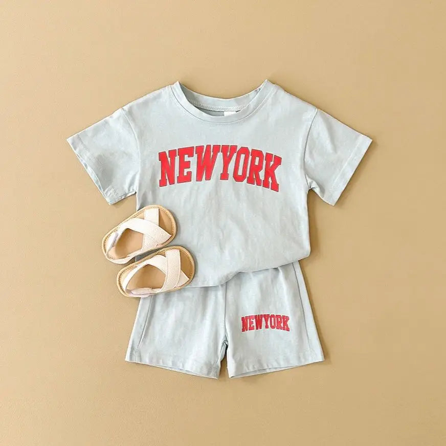 2PCS Newborn Baby Boys Clothes T-shirt+Shorts Set Letter Printed Sports Set Summer New Baby Girl Infant Outfit Set
