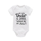 My Uncle Is Single Wanna Be My Auntie Print Baby Bodysuit Short Sleeve White Cotton Romper Clothes Summer Jumpsuit
