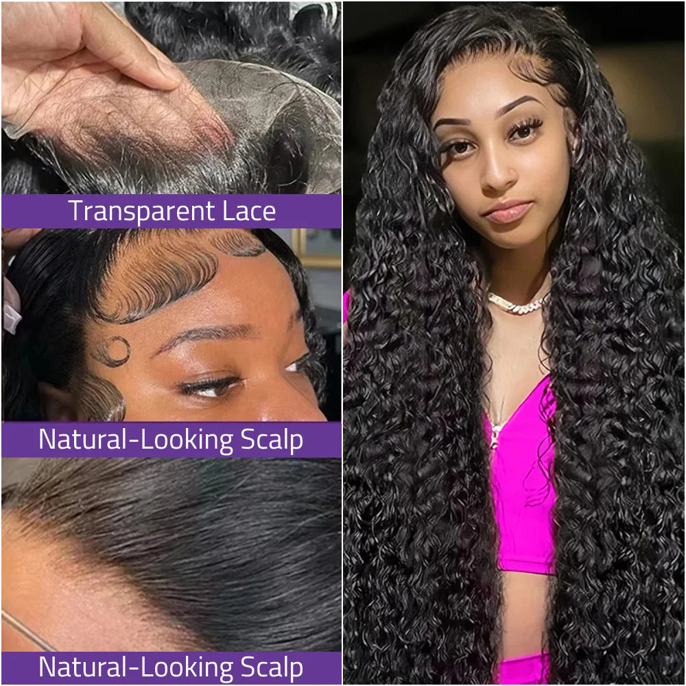 40Inch Deep Wave Wig 13x6 HD Lace Frontal Wig Brazilian Human Hair For Women 220 Density 360 Full Lace and 5x5 Glueless Lace Wig