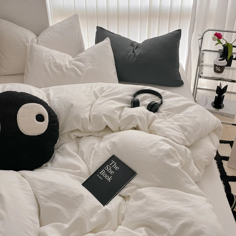 Cozy Bedding Set 3Pcs,1 Duvet Cover with Zipper Closure,2 Pillowcases,Solid Color,Super Soft, Machine Washable, Colorfast