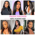 12A Straight Human Hair Bundles With 2x6/5x5 Lace Closure Unprocessed Brazilian Virgin Bundles 100% Raw Hair 3 Days Delivery
