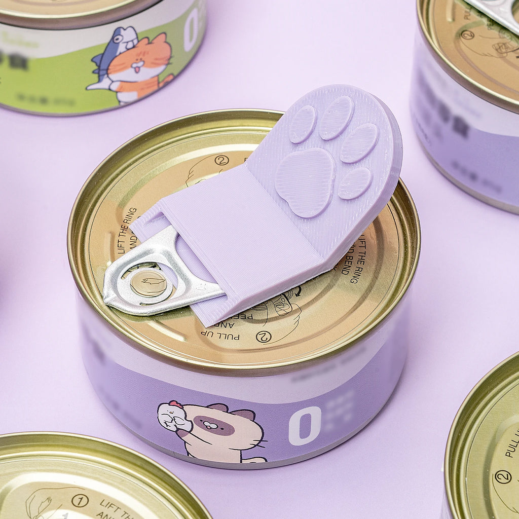 Cute Non-Slip Grip Cat Food Can Opener Easy-Clean Ergonomic Bottle Opener Cat Paw Plastic Canned Food Opener Cat Food Cans