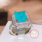 High Quality Pink/blue/Green Zircon Paraiba Ring for Women Party Jewelry Engagement Ring Anniversary Gift 925 Silver Jewelry