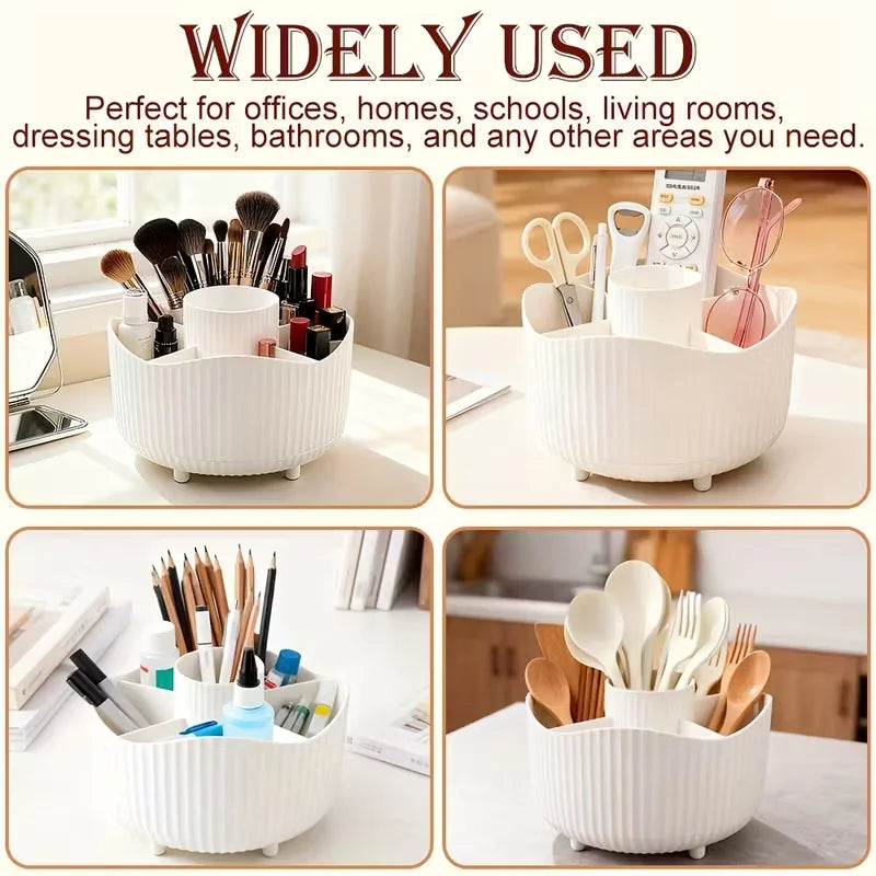 360° Rotating Makeup Organizer Multi-Functional Holder for Brushes, Lipsticks, Skin Care Products, and Stationery - Durable