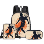 Football Print 3Pcs/Set Backpack with Messenger Bags ,Pencil Bags for Boy/Girl Best Gift Cartoon Student School Bags