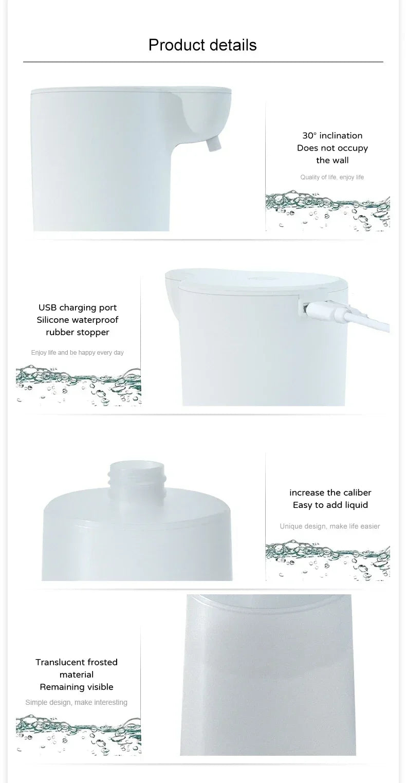 Automatic Touchless Soap Dispenser Foam Liquid Infrared Sensor Type-C Rechargeable Smart for Home Kitchen Bathroom Commercial