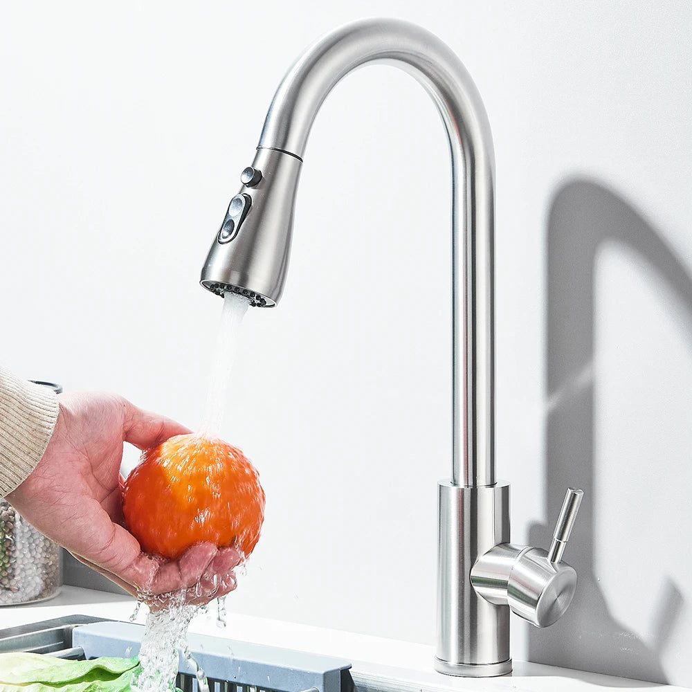 Kitchen Faucet Pull Out Brushed Nickle Stainless Steel Black Kitchen Mixed Tap Kitchen Sink Tap