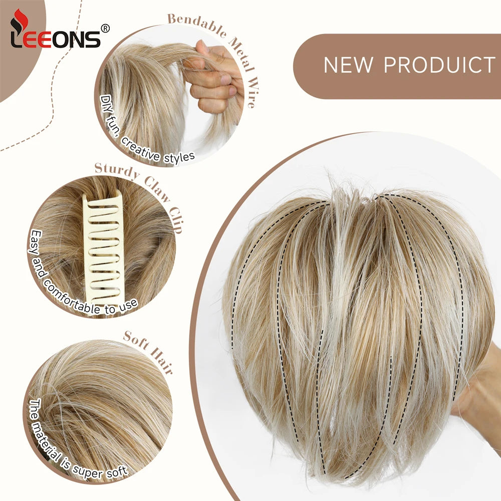 Synthetic Short 10 Inch Straight Claw Clip Ponytail Extensions Blonde Black False Layered Pony Tails Hair Pieces For Women
