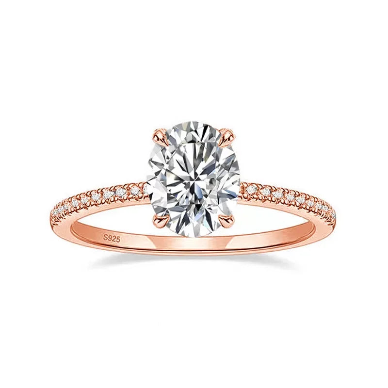 KNOBSPIN 1/2/3ct D Color Oval Cut Moissanite Ring S925 Sterling Sliver Plated 18k White Gold Wedding Engagement Rings For Women