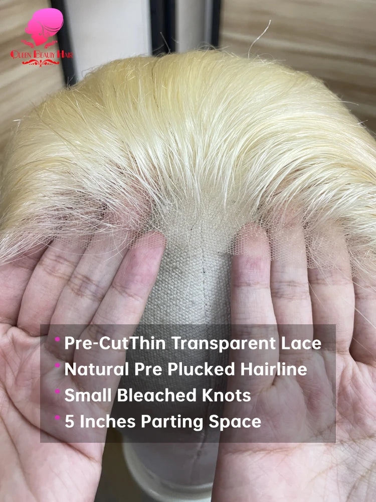 613 Glueless Wigs Human Hair 5x5 Lace Closure Wig Bone Straight Blonde Pre Plucked Glueless Wig Remy Human Hair Wigs Ready To Go