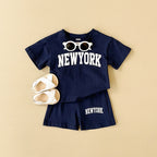 2PCS Newborn Baby Boys Clothes T-shirt+Shorts Set Letter Printed Sports Set Summer New Baby Girl Infant Outfit Set