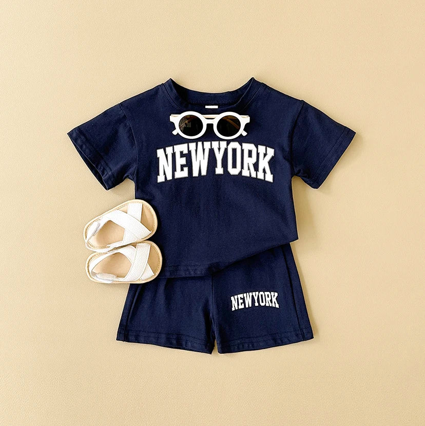 2PCS Newborn Baby Boys Clothes T-shirt+Shorts Set Letter Printed Sports Set Summer New Baby Girl Infant Outfit Set