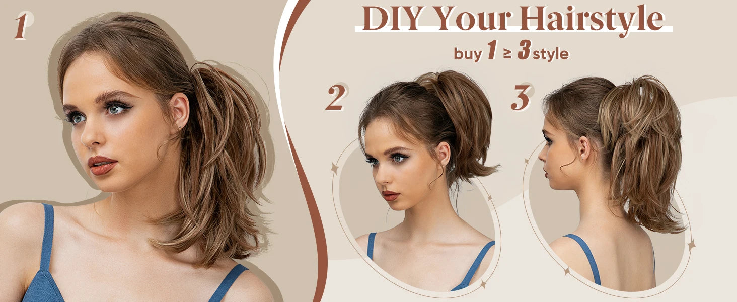 SARLA Synthetic Diy Claw Clip In Ponytail Extension Hairpiece Hair Bun Fake Blonde Hair False Pigtail for Women