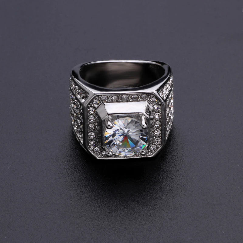 Milangirl New Hip Hop Rock Rings Men Luxury  Rhinestones Zircon  Women Wedding Party