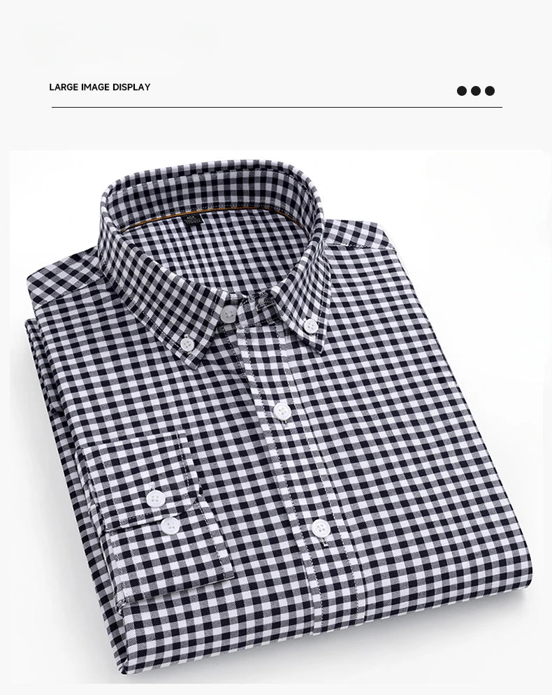 High Quality 100% Cotton Fashion Korena Popular Plaid Shirts for Men Slim Fit Formal Casual Shirt Trends Elegant Office Clothes