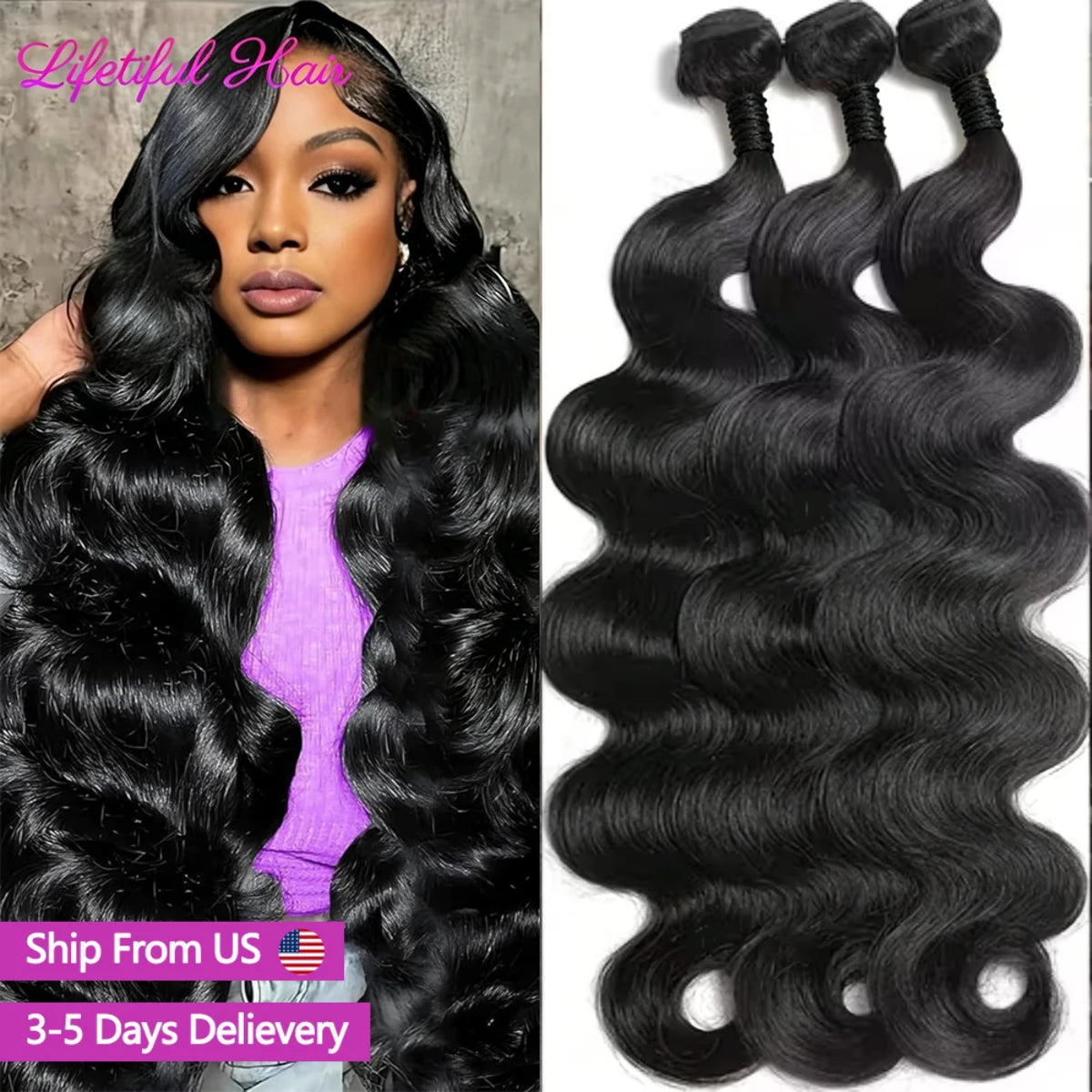 30 32 Inch Body Wave Bundles Human Hair 100% Human Hair Bundles 95g Per Bundle Brazilian Weave Bundles 2-4 Days Delivery