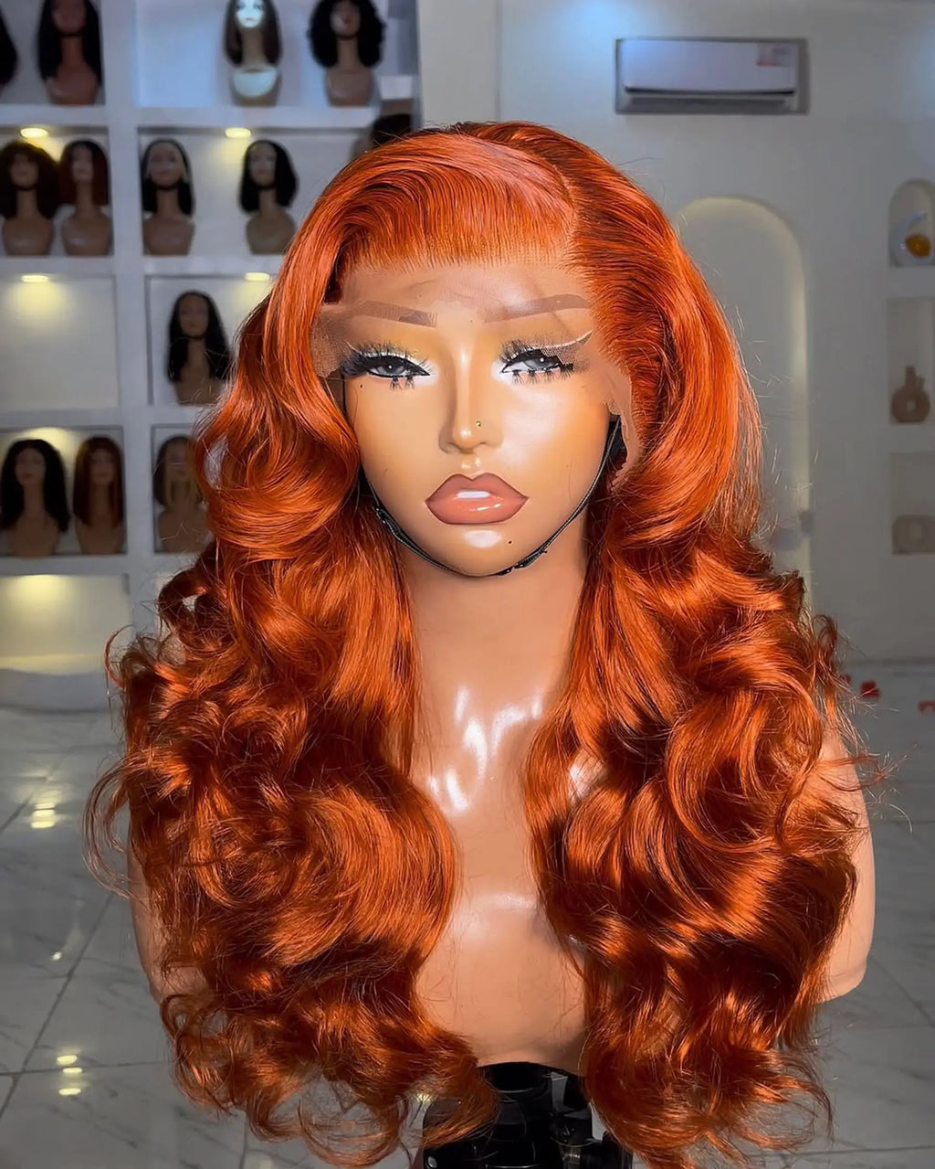 Ginger Orange Blonde  Color Loose Wave 13X4 Lace Frontal Synthetic Wig For Women Preplucked Bleach Knots Cosplay Daily Party