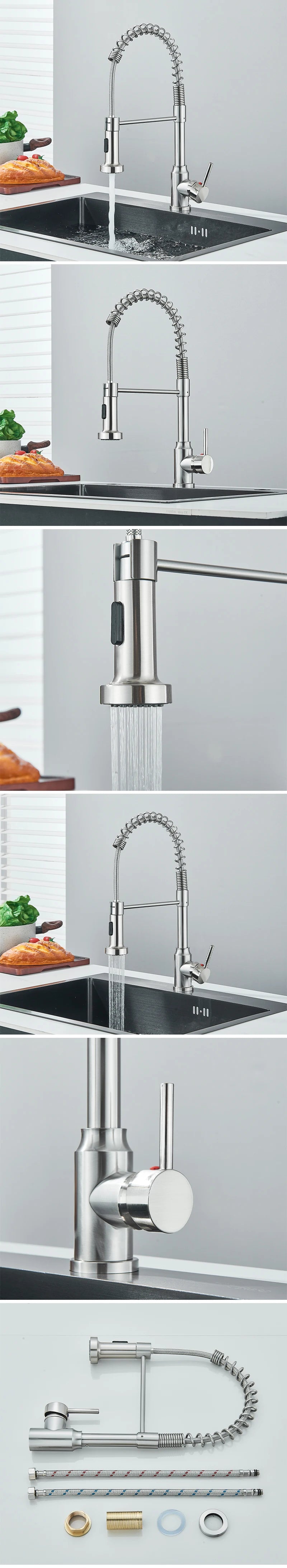 Shinesia Black Kitchen Faucet Stainless Steel Mixer Tap 360 Degree Rotation Stream Sprayer Nozzle Kitchen Sink Hot Cold Taps