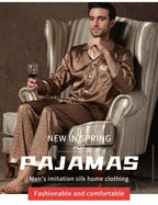 Mens Stain Silk Pajama Sets Pajamas Men Sleepwear Printed Silk Nightgown Home Male Satin Soft Cozy Sleeping Pajamas