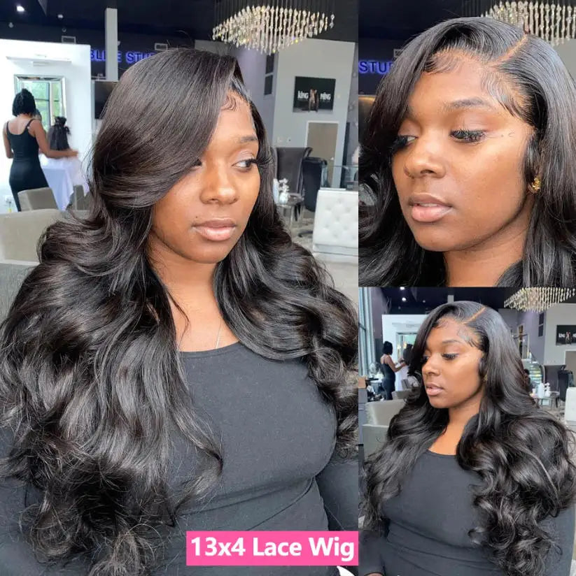 40 42 Inches Silky Smooth Natural Black Body Wave Virgin Lace Wig 16 To 42 Inches 13x6 Wide HD Lace Front 13x4 Daily Lace 250 Density Pre Plucked Undetectable Hairline