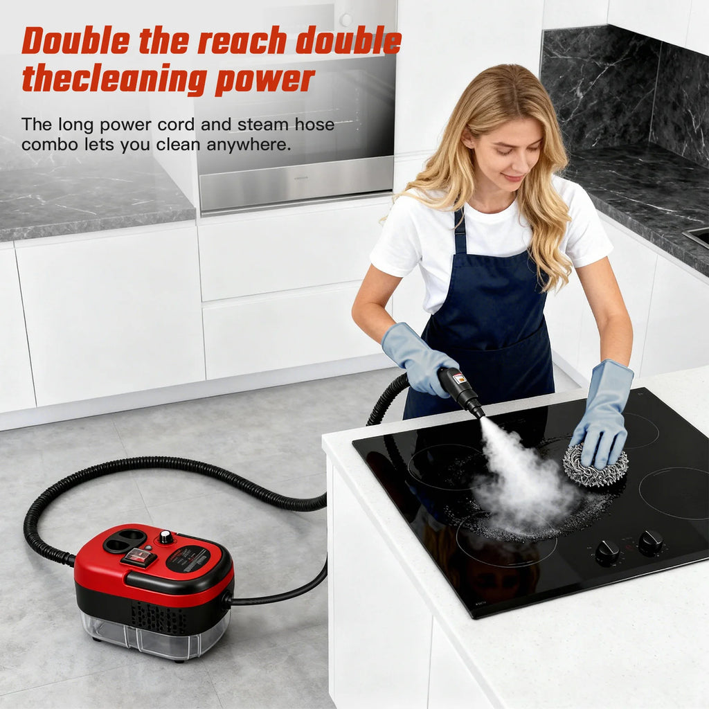 2500W Portable Handheld Steam Cleaner High-Temperature 1200ML Adjustable 105°C 6 Levels 20 Accessories With Brush Heads