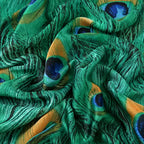 Green Peacock Feather Hijab Summer Beach Pareo Silk Scarf Women Luxury Bandana Soft Long Foulard Femme Designer Bufandas Mujer