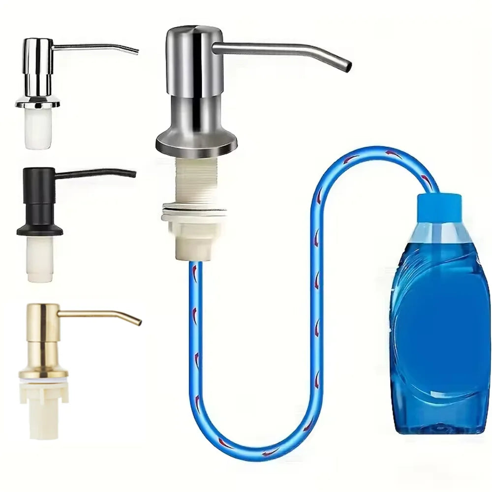 Soap Dispenser for Kitchen Sink Golden Brushed Black Stainless Steel Countertop Dish Sink Detergent Dispenser Pump Bathroom