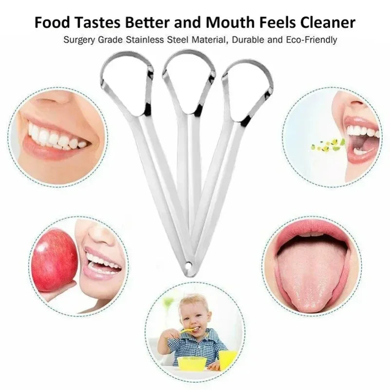 Halitosis Tongue Coating Tongue Cleaner Scraper Stainless Steel Remover Tongue Coated Brush Scraping Tongue Oral Hygiene Tools