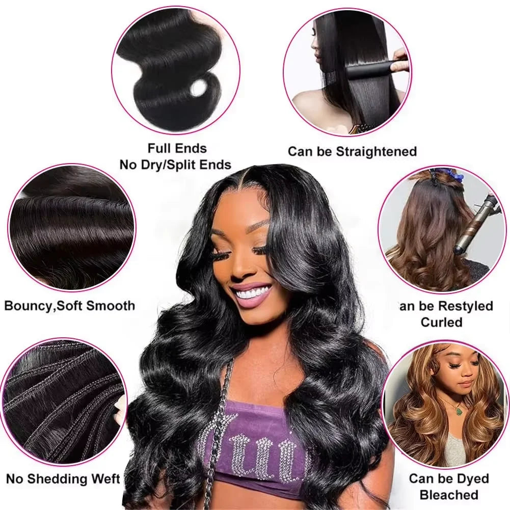 30 32 40 Inch Body Wave 3 4 Bundles Brazilian Remy Unprocessed Raw Virgin Human Hair Wavy Double Drawn Bundles Weave Extensions
