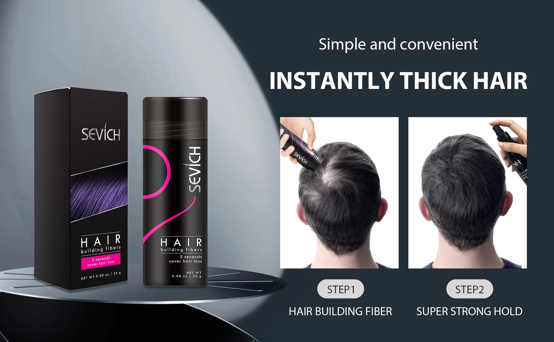 Sevich Hair Building Fibers For Men & Women Dark Brown 25g Fill In Fine Or Thinning Hair Instantly Thicker Fuller Looking Hair