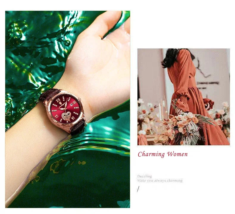 POEDAGAR Luxury Casual Watches For Women Waterproof Calendar Leather Ladies Watch High Quality Fashion Woman's Quartz Wristwatch