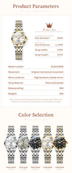 OLEVS 9946 Women Watch Auto Date Stainless steel Waterproof Luminous Automatic Mechanical Watch