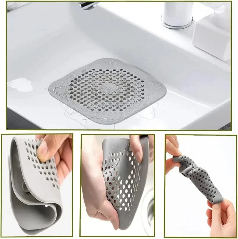 1/4pcs Shower Drain Plug Hair Catcher Stopper Kitchen Sink Strainer Sewer Silicone Bathroom Floor Bathtub Water Filter Home Tool