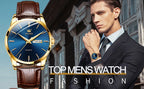 OLVES 6898 Top Brand Men's Watches Original Simple Quartz Wristwatch for Man Waterproof Leather Strap Business Watch Casual