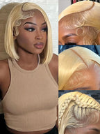 613 Bob Wig 13x6 HD Lace Frontal Wig Blonde Human Hair Wig Silky Straight 13x4 Bob Wigs For Women Bleached Knots 180% 210% Density