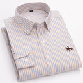 Quality 100% Cotton Oxford Shirt For Mens Long Sleeve Casual Business Regular-Fit Formal Dress Shirts Social Blouse Male Clothes