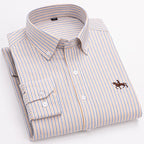 Quality 100% Cotton Oxford Shirt For Mens Long Sleeve Casual Business Regular-Fit Formal Dress Shirts Social Blouse Male Clothes