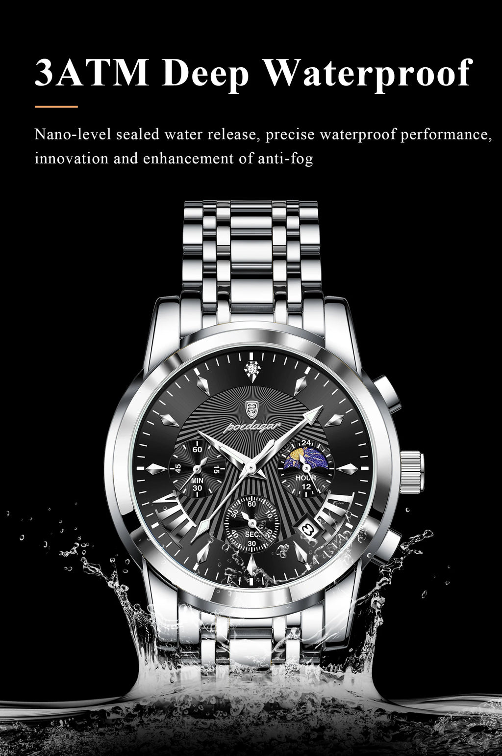 POEDAGAR Original Military Men Watches Waterproof Luminous Date Chronograph Man Watch Stainless Steel Men's Quartz Watches Reloj