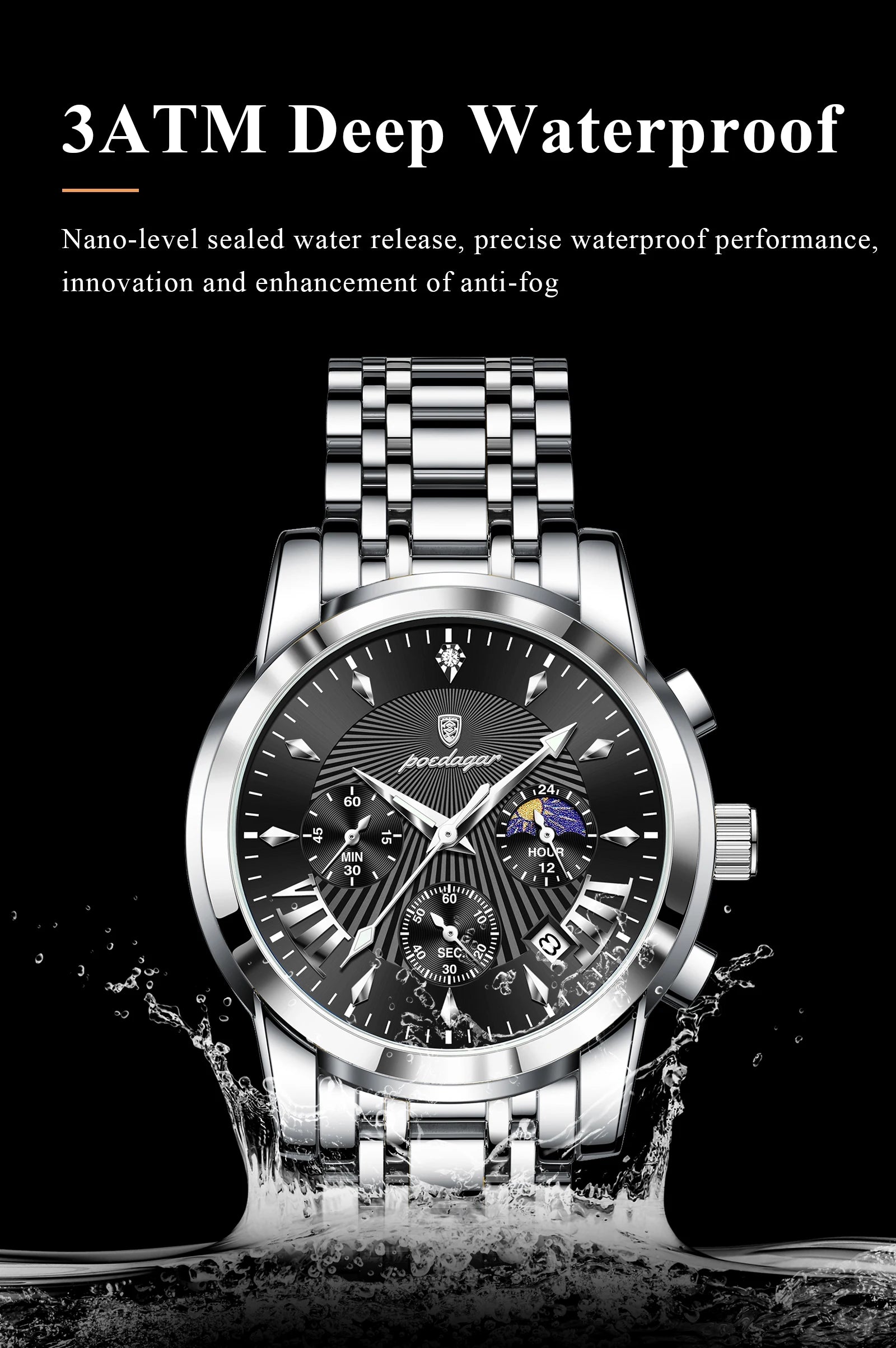 POEDAGAR Original Military Men Watches Waterproof Luminous Date Chronograph Man Watch Stainless Steel Men's Quartz Watches Reloj