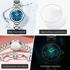 OLEVS 5608 Luxury Brand Women's Wristwatch Waterproof Stainless Steel Strap Luminous Date Quartz Watch for Ladies