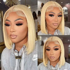 Short Bob Lace Front Wigs 613 Blonde Bob Human Hair Wig Brazilian Transparent Lace Closure Wigs For Women 150% Density Cheap Wig