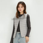Women Sleeveless Puffer Vest Women's Ultra Light Down Vest Women Two Ways Waistcoat Portable Warm Sleeveless Winter Liner